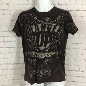 Ranger Up Men’s Brown Eagle Short Sleeve Cotton Shirt - Size Medium